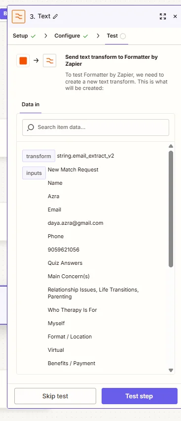 Durham inquiry data being transformed in Zapier